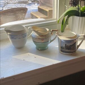 Vintage Ceramic Creamer Set - Floral and Scenic Designs